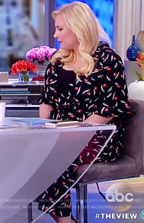 Meghan’s black floral print jumpsuit on The View