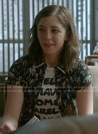 Cable’s animal print shirt and slogan tee on Bull