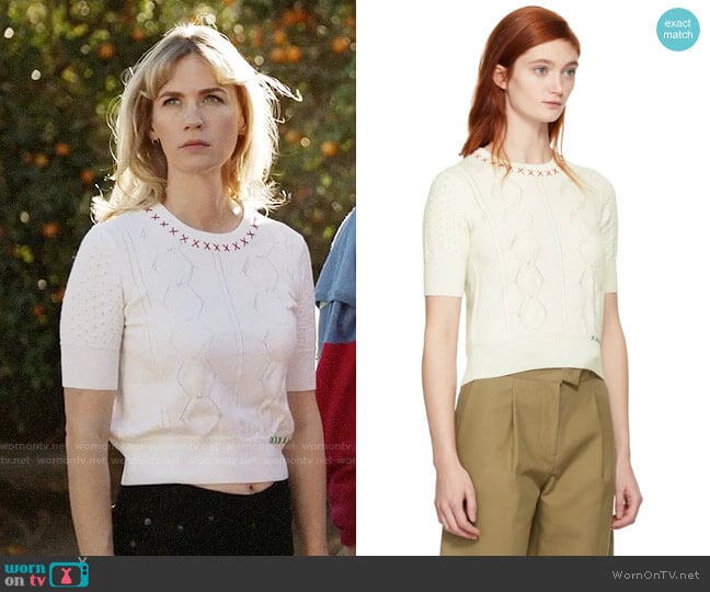 Carven Off-White Embroidered Sweater worn by Melissa Shart (January Jones) on Last Man On Earth