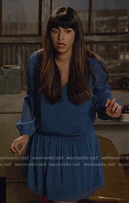 Cece’s blue long sleeve dress on New Girl