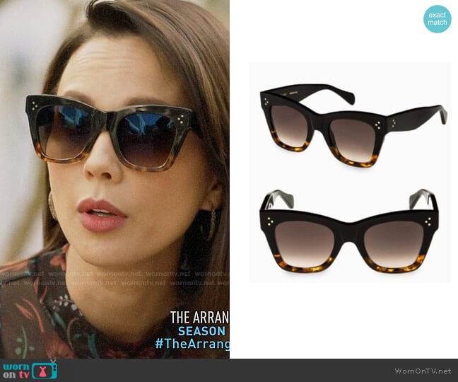 Celine Havana Rectangular Cat Eye Sunglasses worn by Deann Anderson (Lexa Doig) on The Arrangement