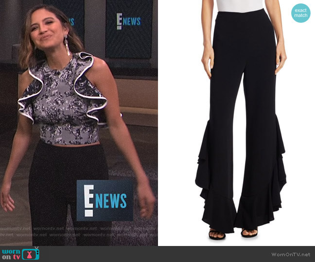 Cinq a Sept Helena Ruffle Pants worn by Erin Lim on E! News