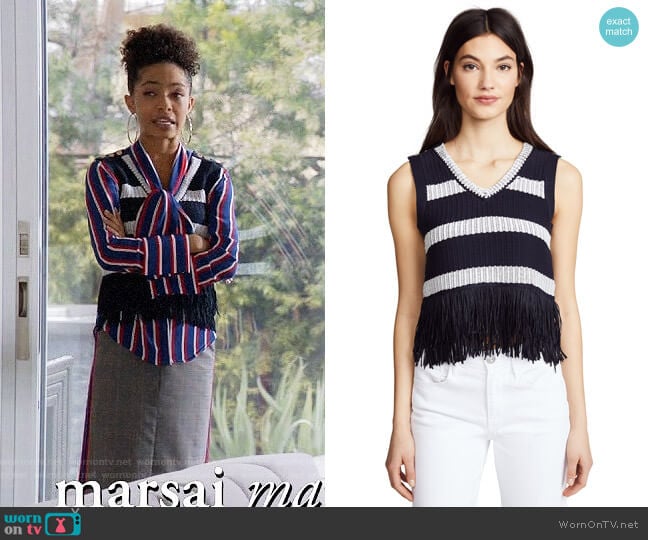 Club Monaco Olivina Sweater worn by Zoey Johnson (Yara Shahidi) on Black-ish
