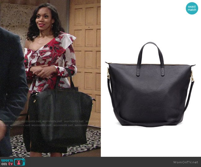 Cuyana Oversized Carryall Tote worn by Hilary Curtis (Mishael Morgan) on The Young and the Restless