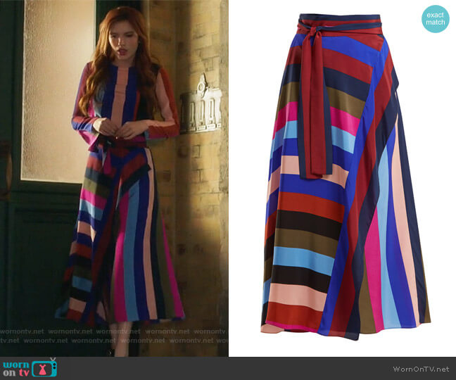 Diane von Furstenberg Draped Wrap Maxi Skirt worn by Paige Townsen (Bella Thorne) on Famous in Love