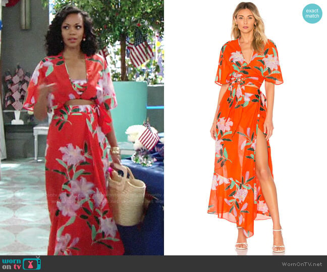 Diane von Furstenberg Tie Front Top worn by Hilary Curtis (Mishael Morgan) on The Young and the Restless