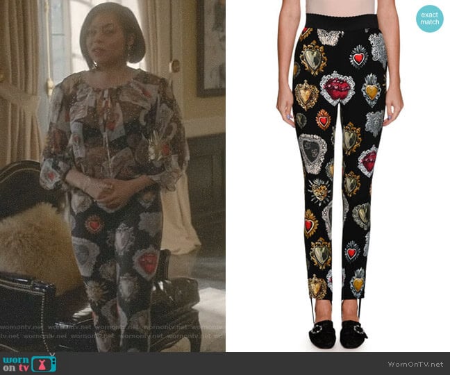 Dolce & Gabbana Sacred Heart Leggings worn by Cookie Lyon (Taraji P. Henson) on Empire