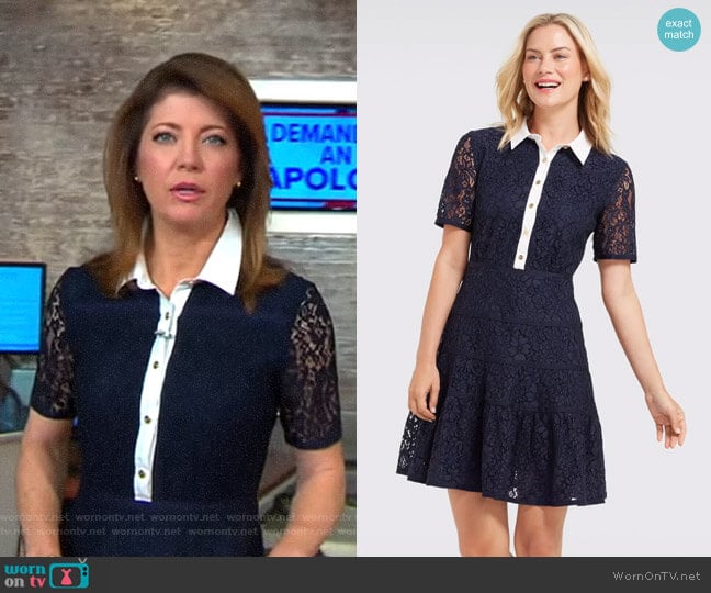 Draper James Meadow Lace Shirtdress worn by Norah O'Donnell on CBS Mornings