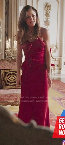 Princess Eleanor’s red strapless gown on The Royals