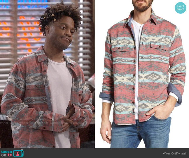 Faherty Belmar Work Shirt in Topeka Rail worn by Franco Wicks (Jermaine Fowler) on Superior Donuts