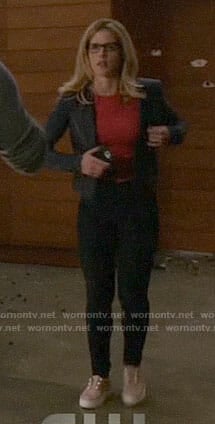 Felicity’s pink short sleeved sweater on Arrow