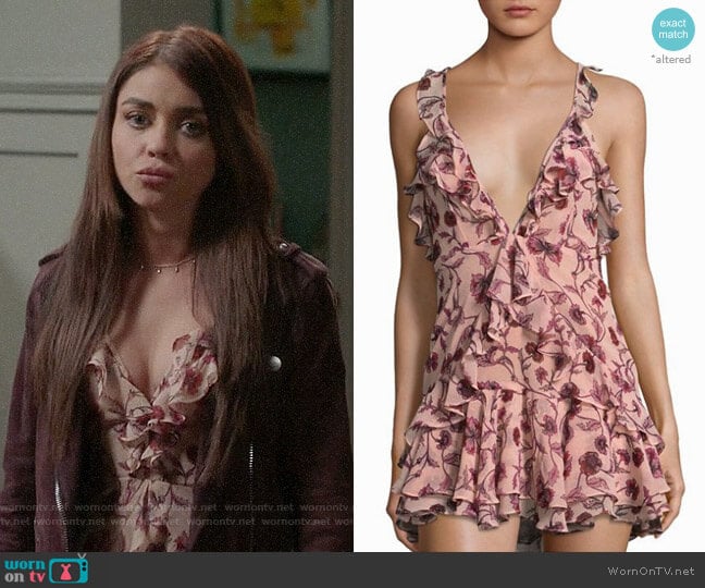 For Love & Lemons Poppy Floral Ruffle Mini Dress worn by Haley Dunphy (Sarah Hyland) on Modern Family