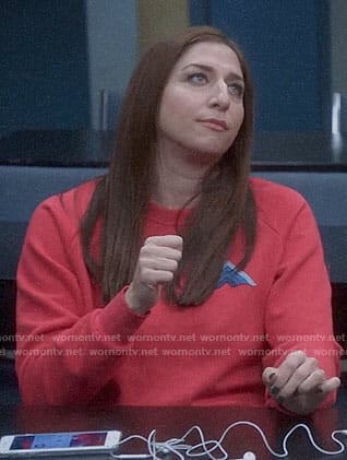 Gina’s red sweatshirt with blue stripes on Brooklyn Nine-Nine
