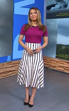 Ginger’s white striped skirt on Good Morning America