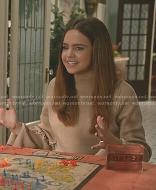 Grace’s beige lace-up sleeve sweater on Good Witch