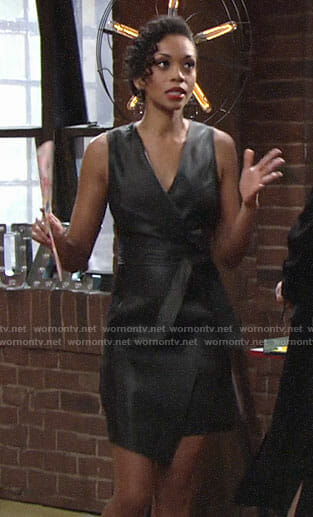 Hilary’s leather wrap dress on The Young and the Restless