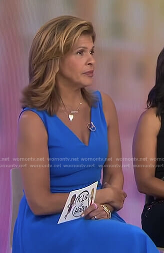 Hoda’s blue v-neck belted dress on Today