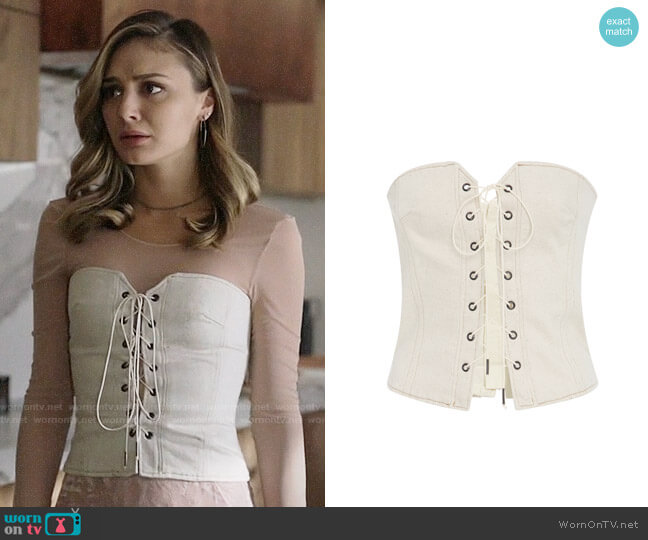 Isabel Marant Pryam Corset worn by Megan Morrison (Christine Evangelista) on The Arrangement