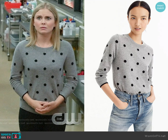 J.Crew Polka dot sweater in everyday cashmere worn by Liv Moore (Rose McIver) on iZombie