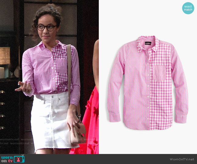 J.Crew Gingham Cocktail Shirt worn by Mattie Ashby (Lexie Stevenson) on The Young and the Restless