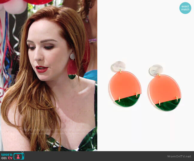 J.Crew Lucite statement earrings worn by Mariah Copeland (Camryn Grimes) on The Young and the Restless