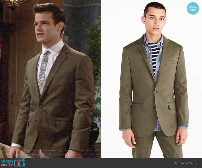 J.Crew Ludlow Jacket in Streetscape Green worn by Kyle Abbott (Michael Mealor) on The Young and the Restless