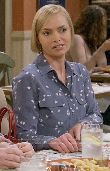 Jill’s blue star print shirt on Mom
