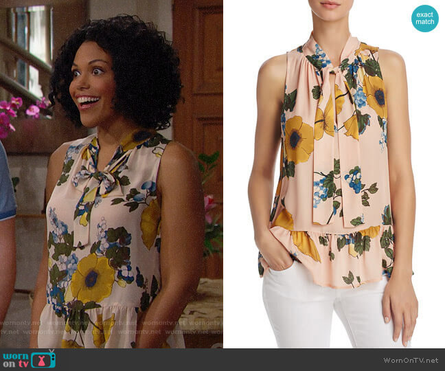 Joie Estero Top in Dusty Pink Sand worn by Maya Avant (Karla Mosley) on The Bold and the Beautiful