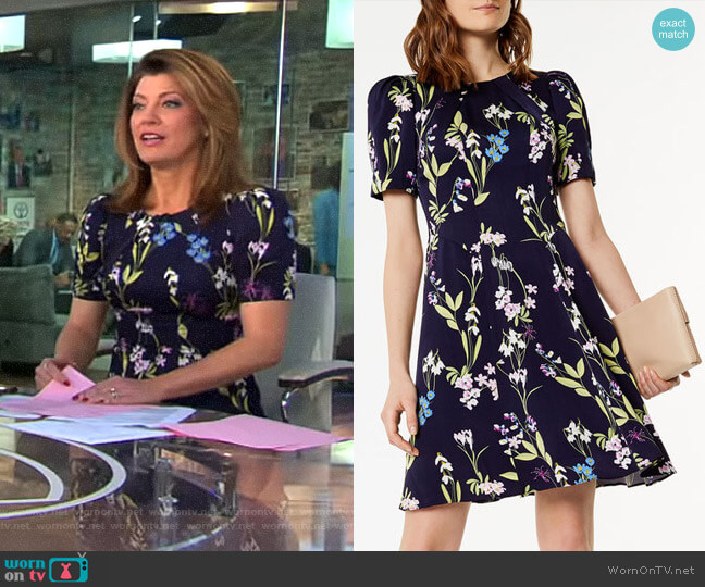 Karen Millen Floral Print Dress worn by Norah O'Donnell on CBS Mornings