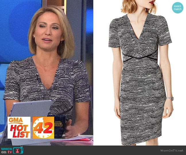 Karen Millen Puff-Sleeve Sheath Dress worn by Amy Robach on Good Morning America