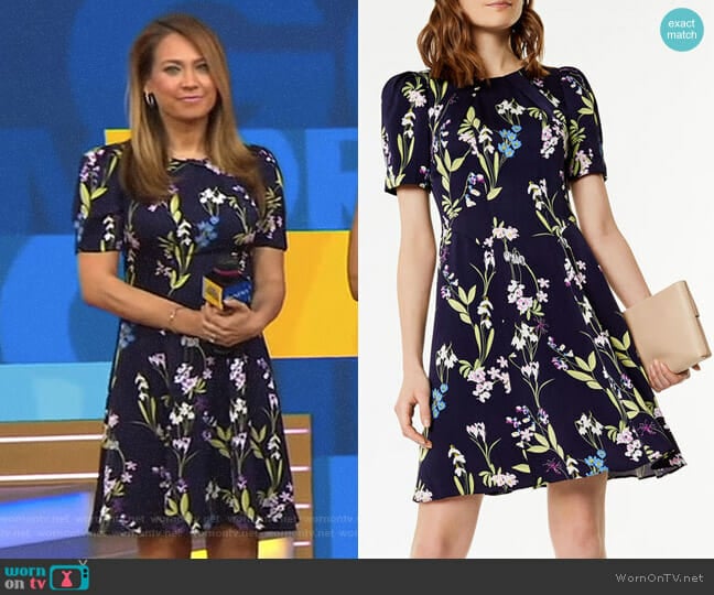 Karen Millen Floral Print Dress worn by Ginger Zee on Good Morning America
