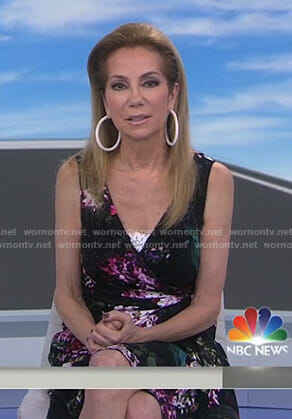 Kathie’s black floral wrap dress on Today