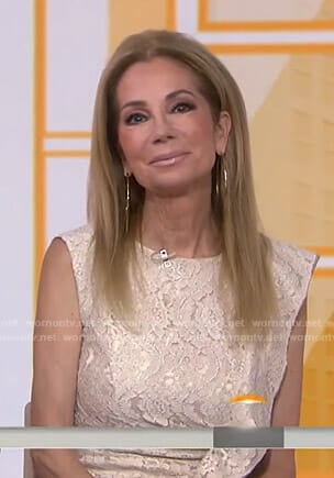 Kathie’s ivory side ruffle lace dress on Today