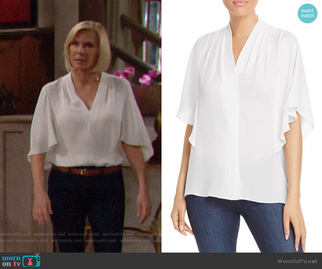 Kobi Halperin Carin Blouse in White worn by Brooke Logan (Katherine Kelly Lang) on The Bold and the Beautiful