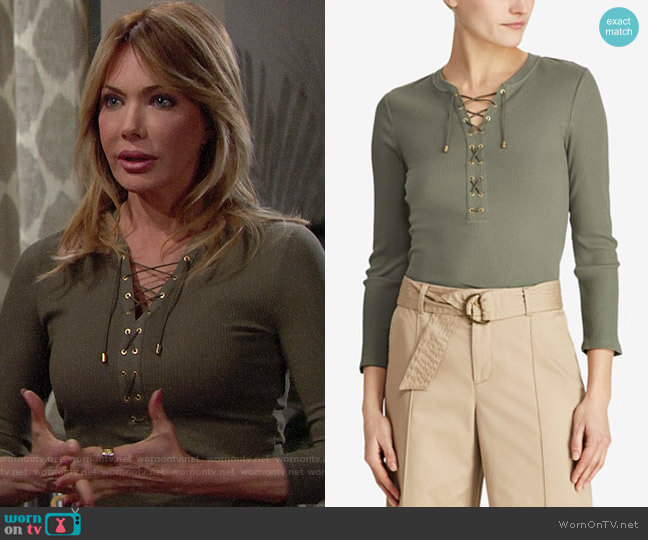 LAUREN Ralph Lauren Ribbed Lace-Up Top