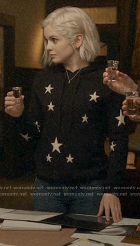 Liv’s black star print hoodie on iZombie