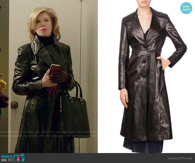Magda Butrym Indiana Leather Coat worn by Diane Lockhart (Christine Baranski) on The Good Fight