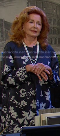 Maggie’s floral dress and long jacket on Days of our Lives