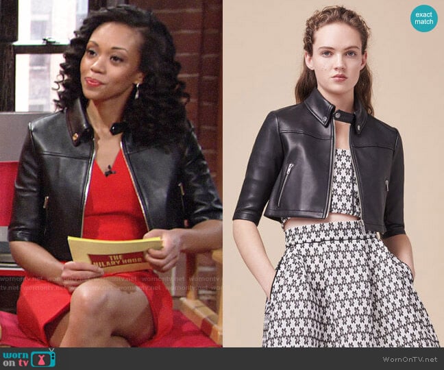 Maje Brittany Leather Jacket worn by Hilary Curtis (Mishael Morgan) on The Young and the Restless