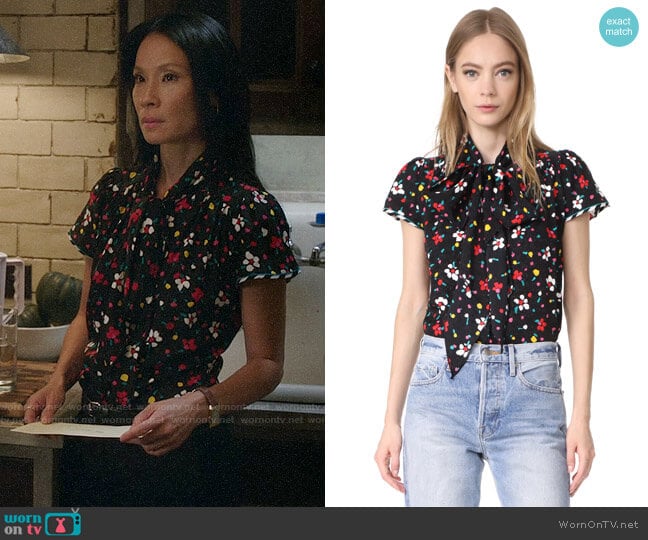 Marc Jacobs Button Flutter Sleeve Top worn by Joan Watson (Lucy Liu) on Elementary