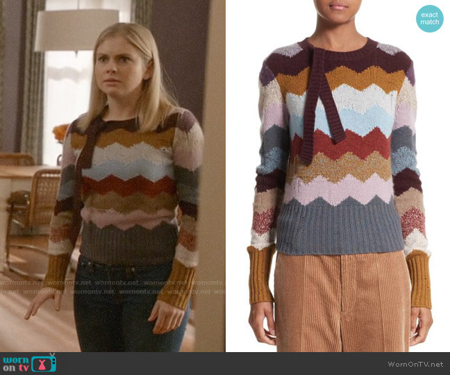 Marc Jacobs Chevron Intarsia Cashmere Sweater worn by Liv Moore (Rose McIver) on iZombie