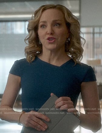 Marissa’s teal cap sleeve dress on Bull