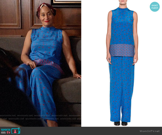 Marni High-Neck Sleeveless Printed Tunic Blouse worn by Rainbow Johnson (Tracee Ellis Ross) on Black-ish