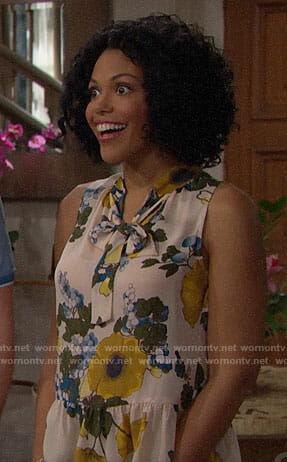 Mayas floral sleeveless blouse on The Bold and the Beautiful