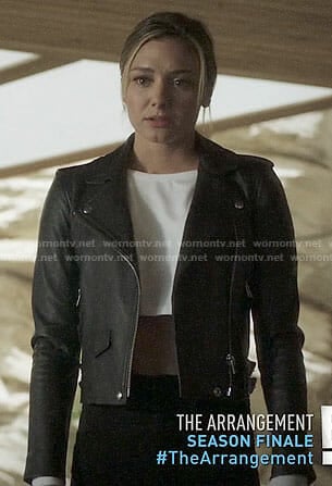 Megan’s leather biker jacket on The Arrangement