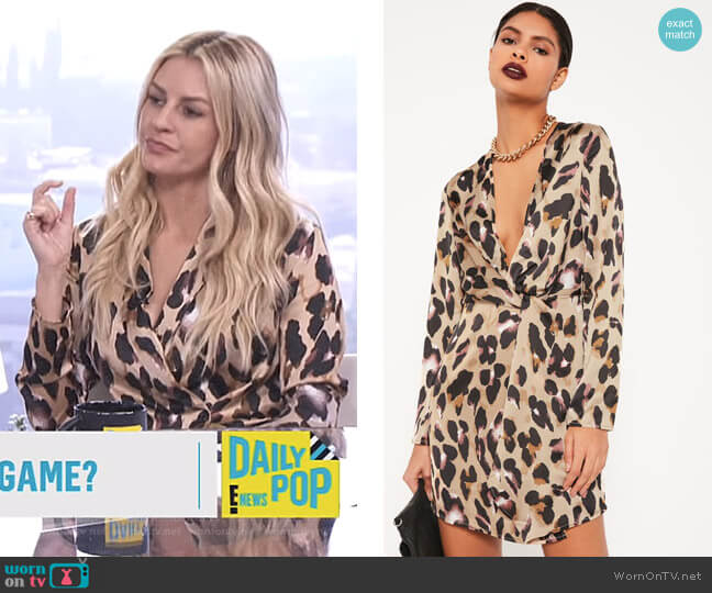 Missguided Animal Print Plunge Wrap Shift Dress worn by Morgan Stewart on E! News