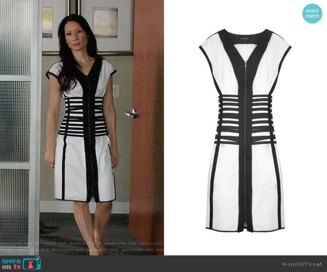 Narciso Rodriguez Striped Cotton-blend Dress worn by Joan Watson (Lucy Liu) on Elementary