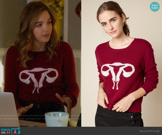 Rachel Antonoff Randys Reproductive  System Sweater worn by Cassandra (Georgie Flores) on Famous in Love