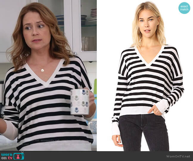 Rag & Bone Bevan V Neck Sweater worn by Lena (Jenna Fischer) on Splitting Up Together