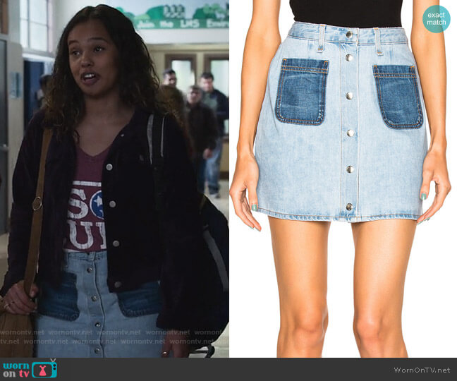 Rag and Bone Jean Mini Santa Cruz Skirt worn by Jessica Davis (Alisha Boe) on 13 Reasons Why